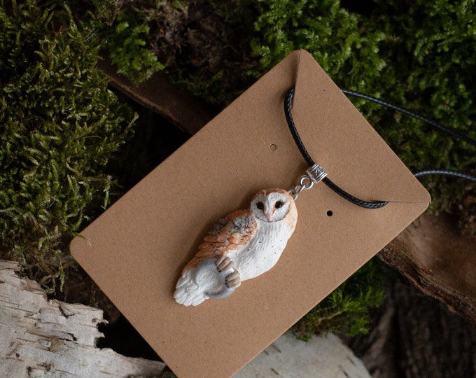 Magic Necklace Barn Owl Necklace Owl Amulet Polymer Clay Etsy
