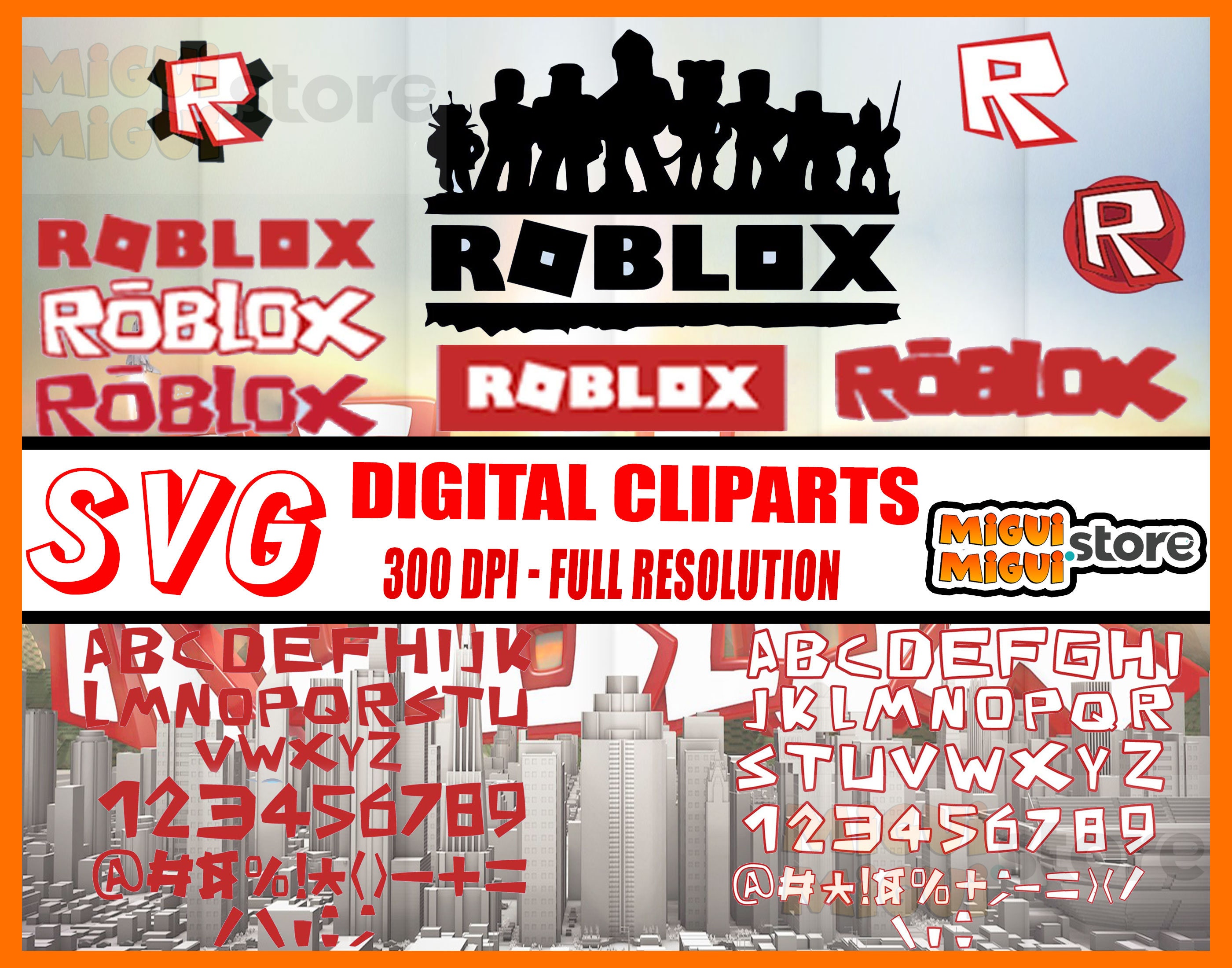 Roblox Alphabet DigitalSVG Roblox Digital Cliparts background | Etsy