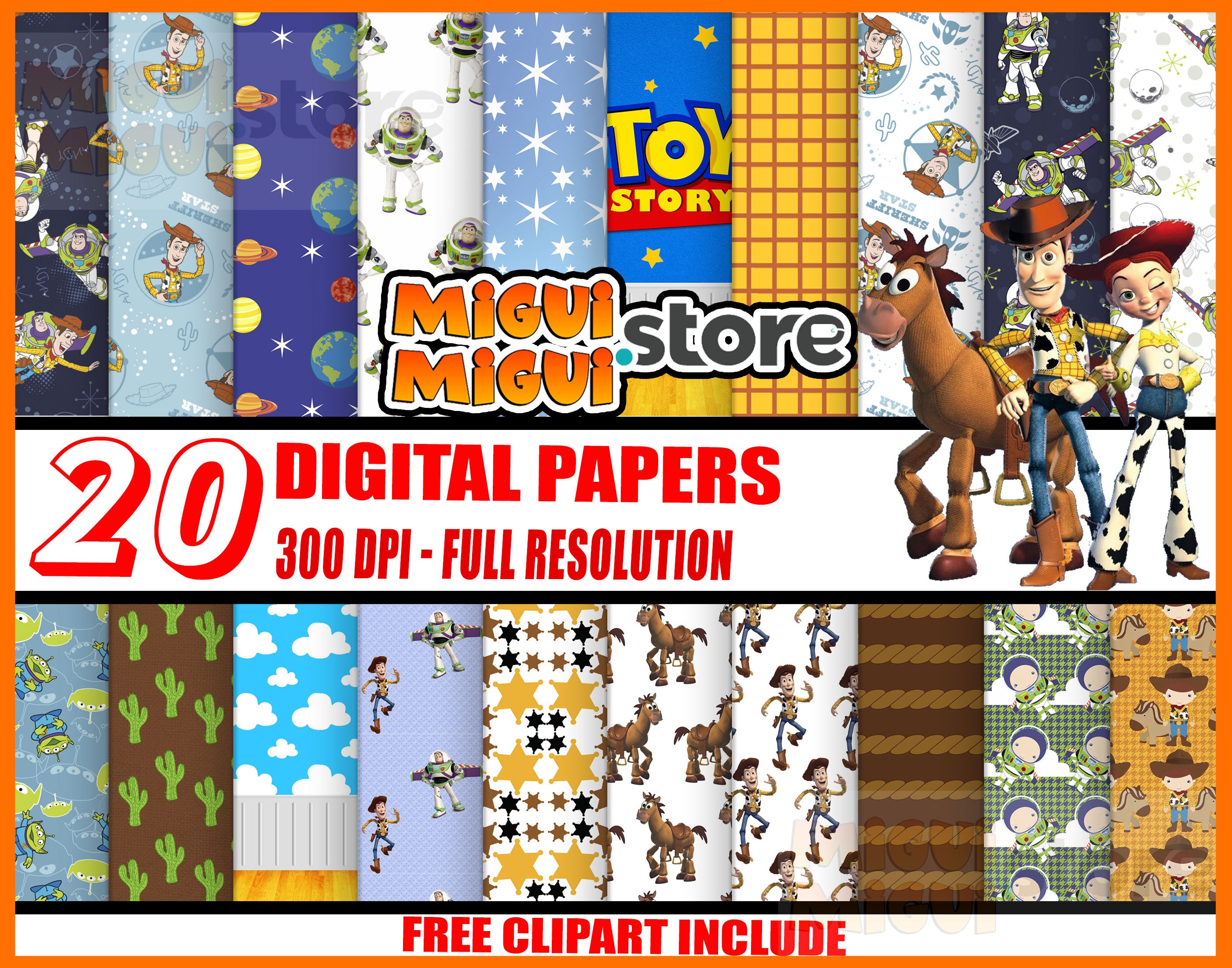 20 Toy Story Digital Paper Toy Story Paper Pack Free PNG Toy Etsy