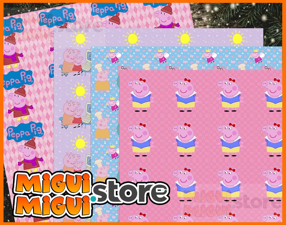 Peppa Pig Digital Paper Peppa Pig Paper Pack Free Peppa Pig Etsy