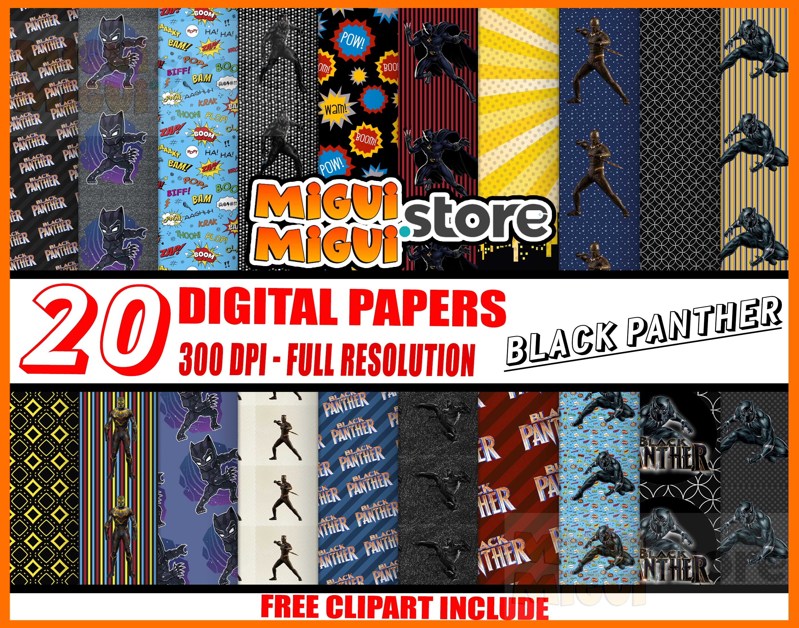 Black Panther Digital Paper Black Panther Paper Pack Gratis Etsy