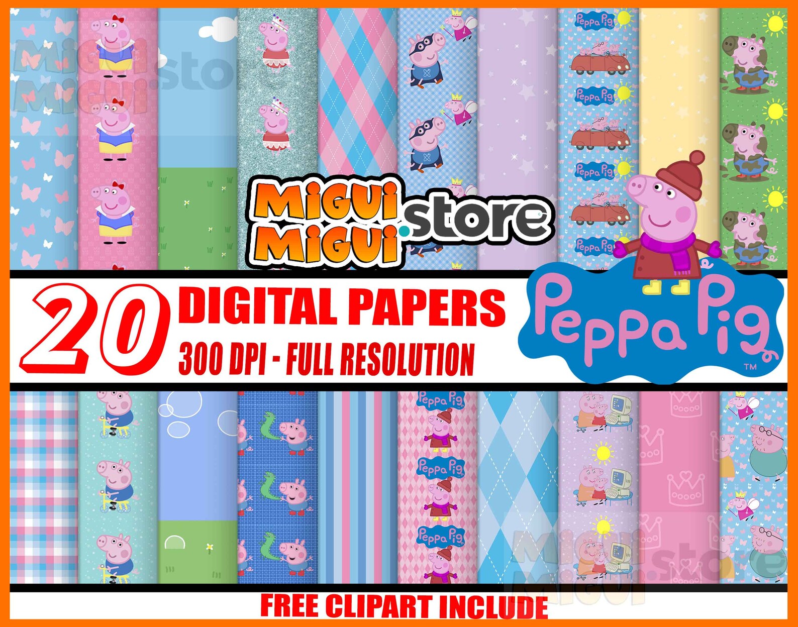 Peppa Pig Digital Paper Peppa Pig Paper Pack Free Peppa Pig | Etsy