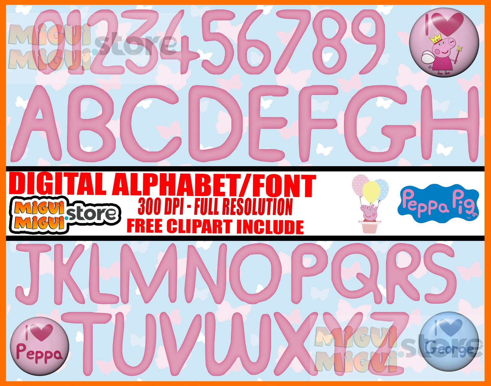 Peppa Pig Font Peppa Pig Alphabet Pack Free Peppa Pig PNG Etsy