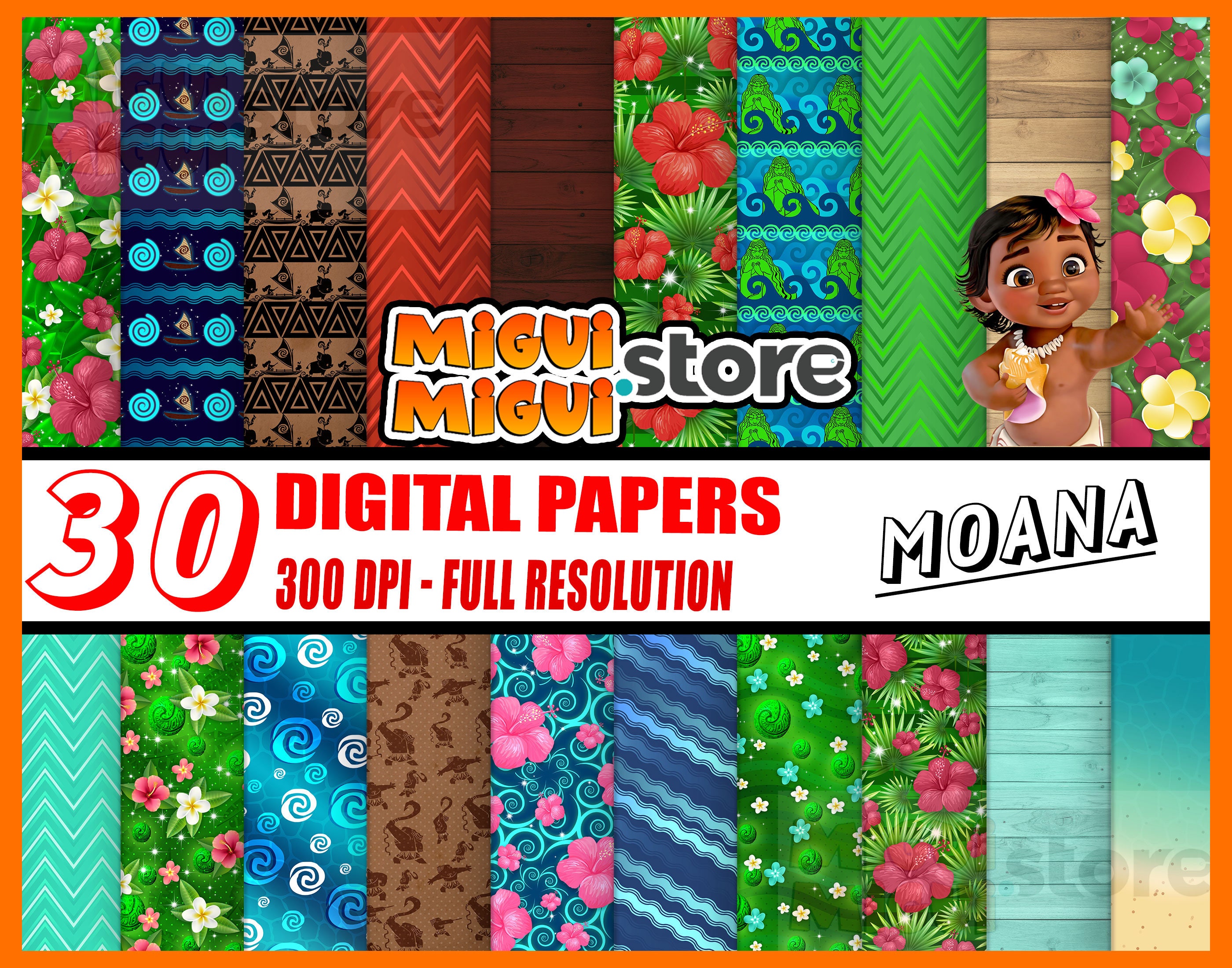 30 Moana Digital Paper Moana Digital Papers background Moana | Etsy