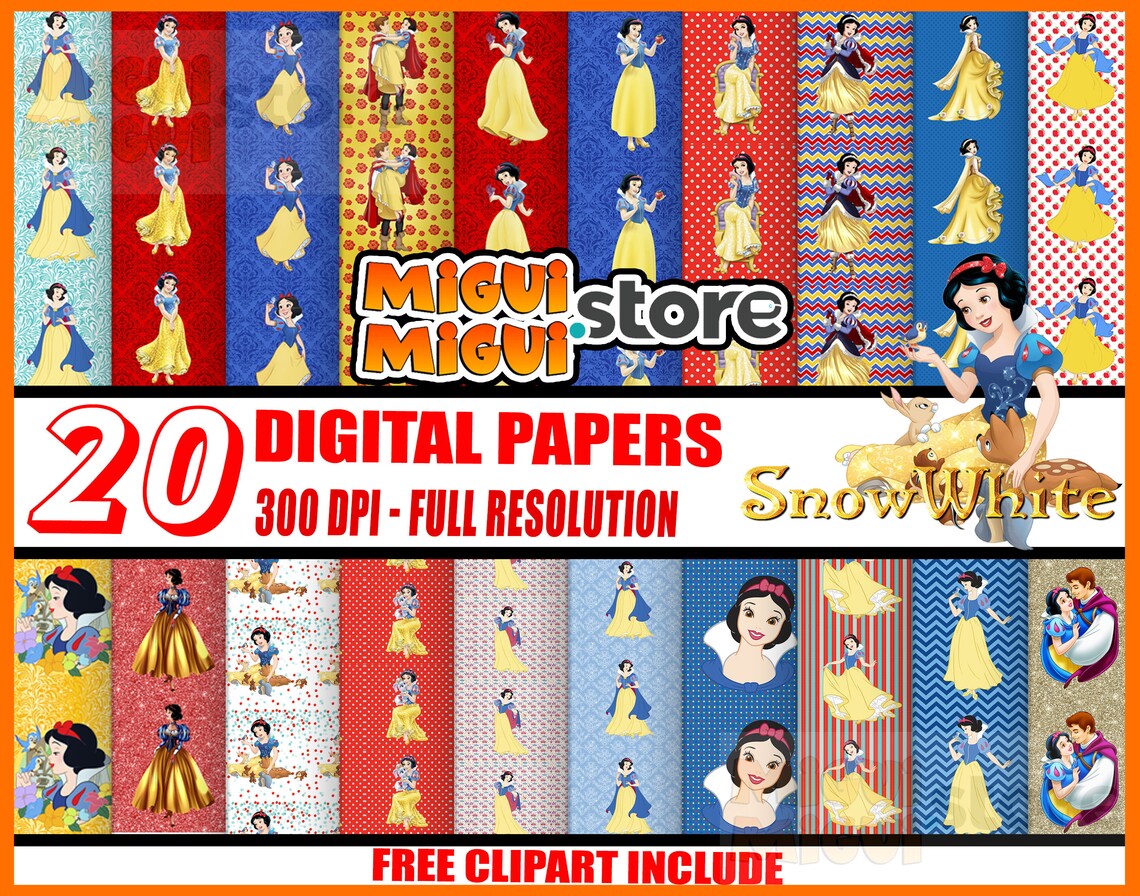 Snow White Digital Paper Snow White Paper Pack Free Snow White Etsy