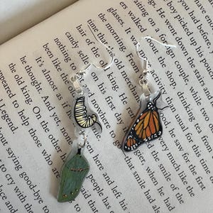 Monarch butterfly cycle earrings