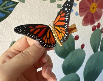 Handpainted butterfly hair clips