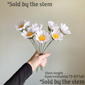 Felt daisy individual custom stem, build your own bouquet, get well flowers, sympathy, wedding, memorial, funeral, hypoallergenic image 1