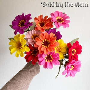 Filz Zinnie individuelle benutzerdefinierte Stiel, bilden Sie Ihren eigenen Blumenstrauß, bekommen gut Blumen, Sympathie, Hochzeit, Gedenkstätte, Beerdigung, hypoallergen
