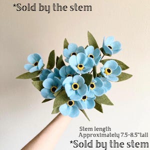 Felt forget me not individual custom stem, build your own bouquet, miscarriage, get well flowers, sympathy, wedding, memorial, funeral