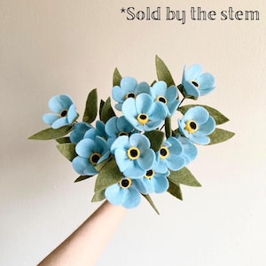 Felt forget me not individual custom stem, build your own bouquet, miscarriage, get well flowers, sympathy, wedding, memorial, funeral