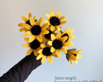 Vilten mini individuele zonnehoed, black eyed susans, aangepaste stengel, bouw je eigen boeket, medeleven, bruiloft, gedenkteken, begrafenis
