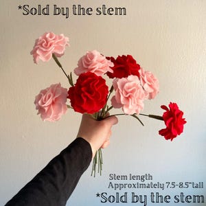 Felt carnation individual stem, build your own bouquet, get well flowers, sympathy, wedding, memorial, funeral, Mother’s Day, valentines day