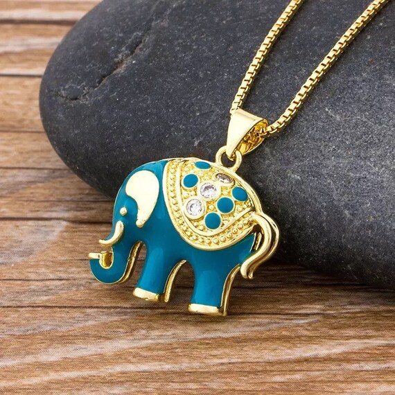 Couple Blue Elephants Photo Locket,Couple Blue Elephants Pendant Necklace Blue Elephants Necklace