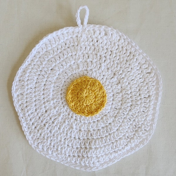 Decorative Fried Egg Pot Holder // Crochet Hot Pad // Handmade // 100% Cotton // Ready to Ship