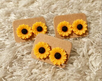 sunflower earrings etsy