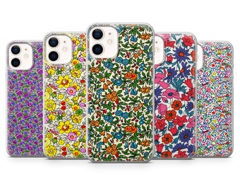 Flower Phone Case Floral Cover for iPhone 14Pro, 13, 12, 11, XR, 7, 8, Samsung S23, S22, S21FE, A53, A14, A13, Pixel 7, 6A