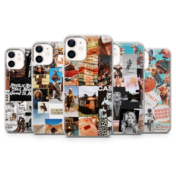 Western Boho Collage Case Bestseller for iPhone 14Pro, 13, 12, 11, XR, 7, 8, Samsung S23, S22, S21FE, A53, A14, A13, Pixel 7, 6A
