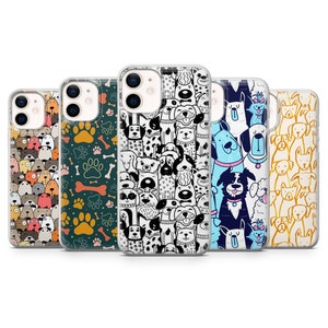 Étui pour téléphone pour chien, chien mignon, chiot pour iPhone 14Pro, 13, 12, 11, XR, 7, 8, Samsung S23, S22, S21FE, A53, A14, A13, Pixel 7, 6A