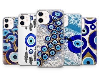 Étui pour téléphone bleu Evil Eye Nazar Amulet Cover pour iPhone 14Pro, 13, 12, 11, XR, 7, 8, Samsung S23, S22, S21FE, A53, A14, A13, Pixel 7, 6A