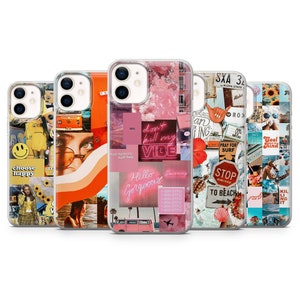 Aesthetic Collage Phone Case Cute Abstract Art Cover for iPhone 14Pro, 13, 12, 11, XR, 7, 8, Samsung S23, S22, S21FE, A53, A14, A13, Pixel 7