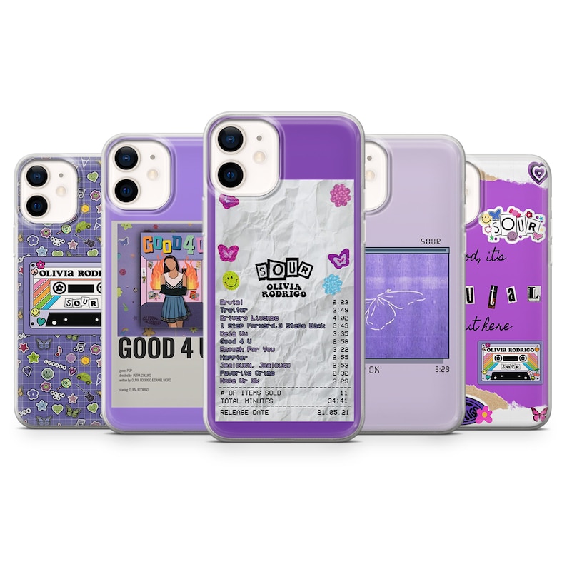 Sour Olivia Rodrigo Phone Case Purple Lover Case for iPhone 14 Pro, 13, 12, 11, 8, Xr Galaxy S21Fe S20 S22 Samsung A13, A33, A53, Pixel 6A 5 