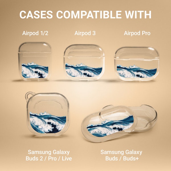 Kanagawa Case, Japanse Case Japanse Wave Cover voor Apple Airpods Pro Airpods 3 Airpods 1 2 Samsung Galaxy Buds 2 Buds+ Buds live