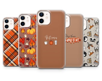 Halloween Phone Case Fall Autumn Cover for iPhone 14Pro, 13, 12, 11, XR, 7, 8, Samsung S23, S22, S21FE, A53, A14, A13, Pixel 7, 6A