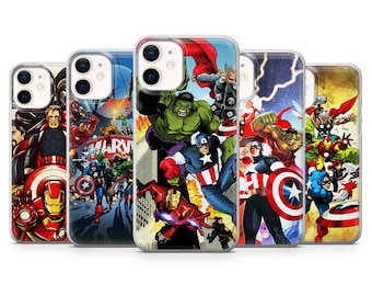 Superhero Phone Case, Avengers Cover for iPhone 14Pro, 13, 12, 11, XR, 7, 8, Samsung S23, S22, S21FE, A53, A14, A13, Pixel 7, 6A