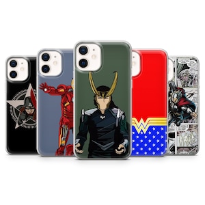 Custodia per telefono da supereroe, cover dai colori minimalisti per iPhone 14Pro, 13, 12, 11, XR, 7, 8, Samsung S23, S22, S21FE, A53, A14, A13, Pixel 7, 6A
