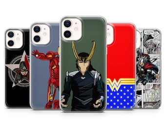 Superhero Phone Case, Minimalist Colours Cover for iPhone 14Pro, 13, 12, 11, XR, 7, 8, Samsung S23, S22, S21FE, A53, A14, A13, Pixel 7, 6A