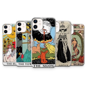 Tarot Handyhülle, Goth Handyhülle, Emo Handyhülle für iPhone 14Pro, 13, 12, 11, XR, 7, 8, Samsung S23, S22, S21FE, A53, A14, A13, Pixel 7,6A