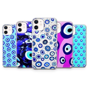 Blue Evil Eye Phone Case Protection Amulet Cover for iPhone 14Pro, 13, 12, 11, XR, 7, 8, Samsung S23, S22, S21FE, A53, A14, A13, Pixel 7, 6A