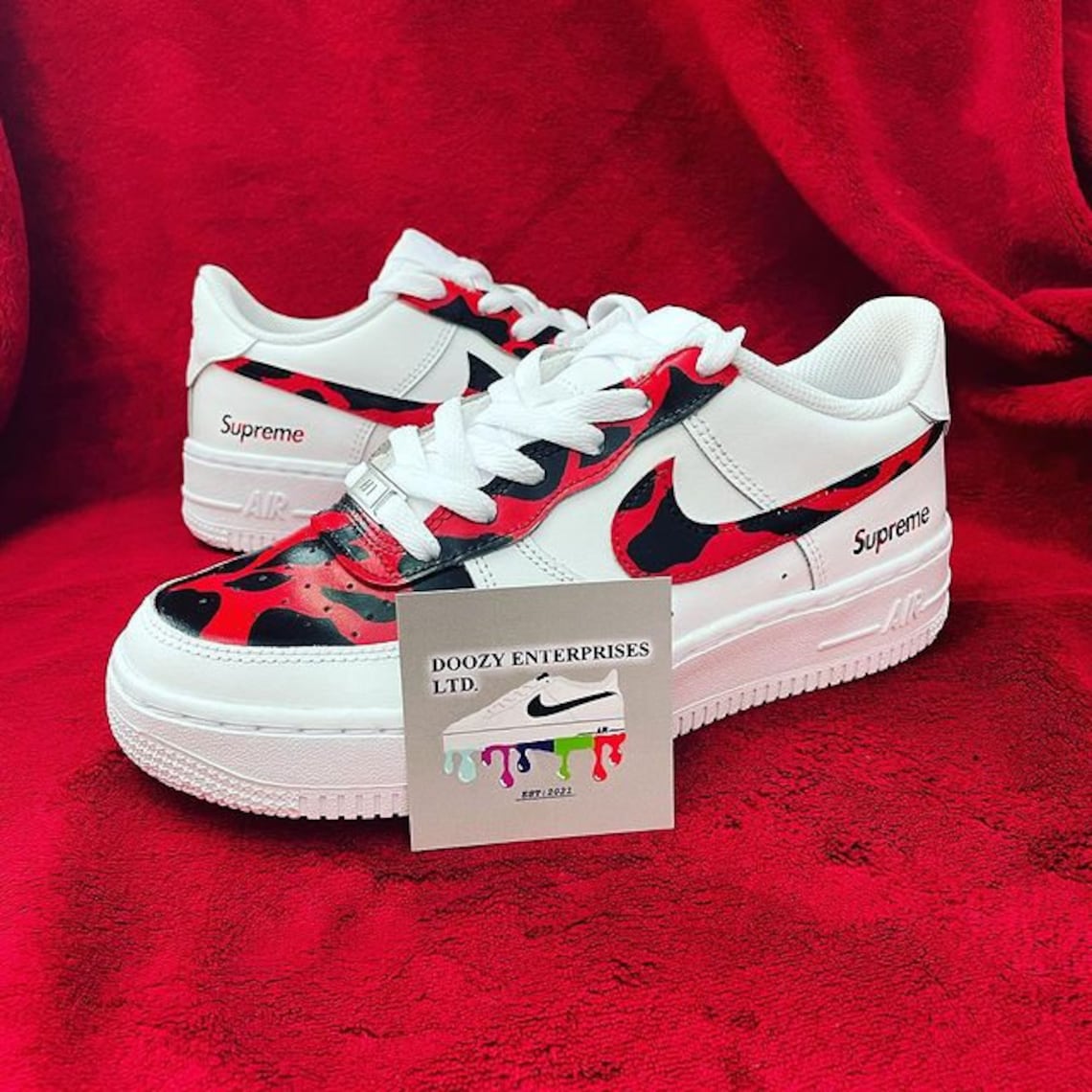 Custom AF1 Red & Black Camo x Supreme Camo Design Price Only | Etsy