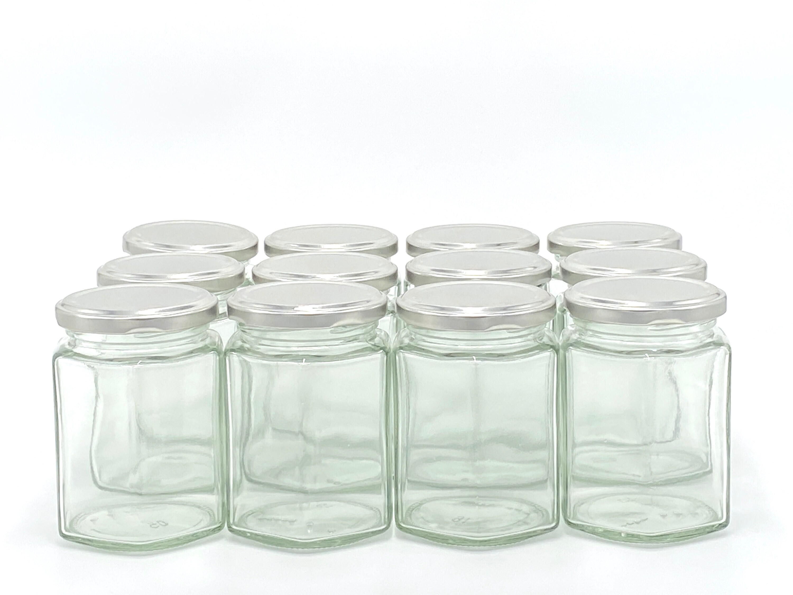 8.5oz Empty Silver or Gold Hexagon Jars for Candles, Spice Jars
