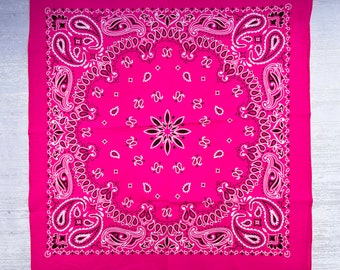 100% Cotton Bright Neon Hot Pink Fuchsia Bandana | Barbie Costume, Doll Costume, Halloween Costume, Pet Bandana, Neck Scarf, Hair Tie