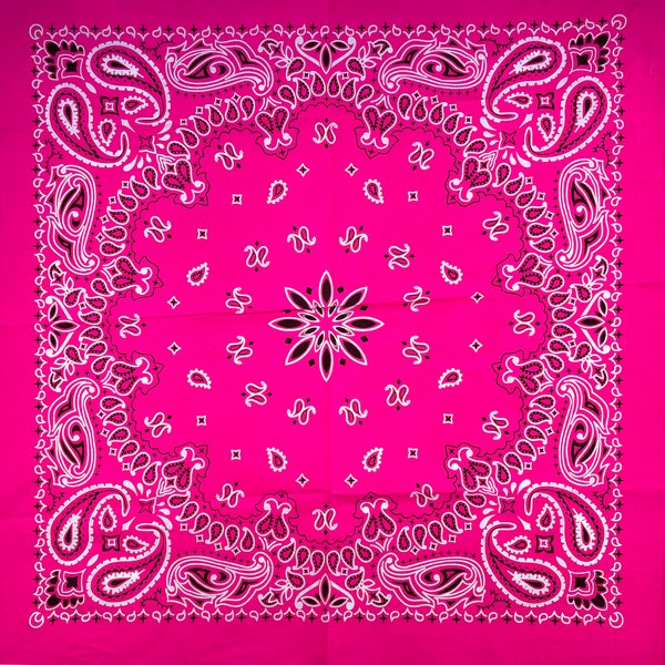 100% Cotton Bright Neon Hot Pink Fuchsia Bandana | Barbie Costume, Doll Costume, Halloween Costume, Pet Bandana, Neck Scarf, Hair Tie