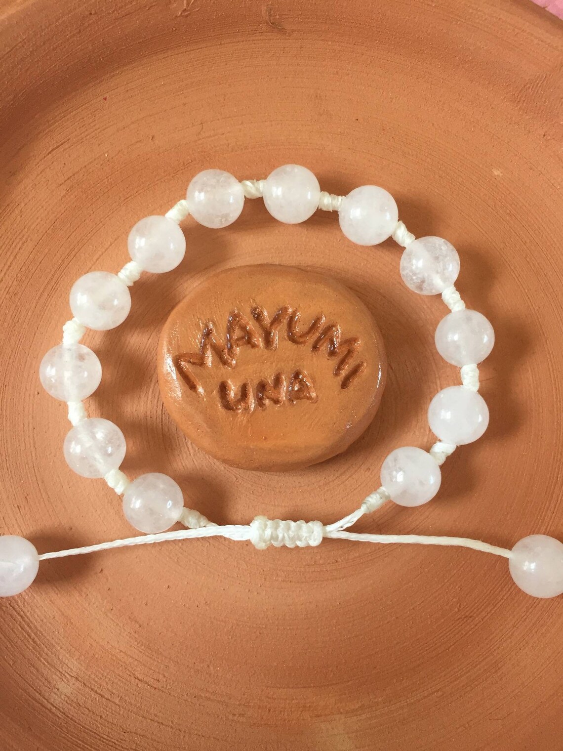 White Jade Crystal Beaded Bracelet | Etsy