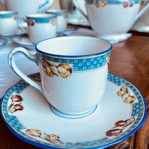 Limoges porcelain coffee service, Tulips decor
