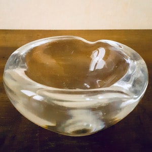 Vintage bistro ashtray, in solid transparent blown glass