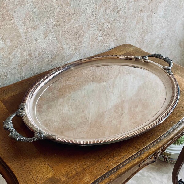 Plateau rond jean couzon en inox - Plat de service vintage design