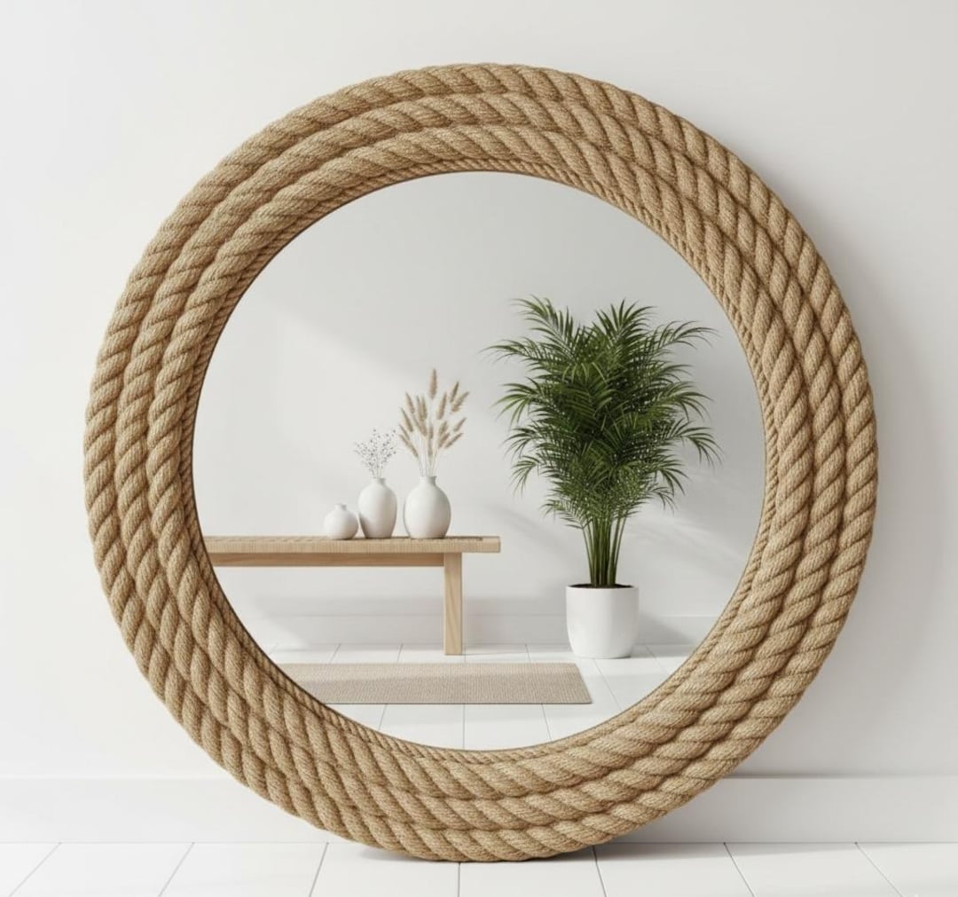 Round Rope Mirror: Nautical Coastal Wall Hanging for Bathroom, Entryway ...