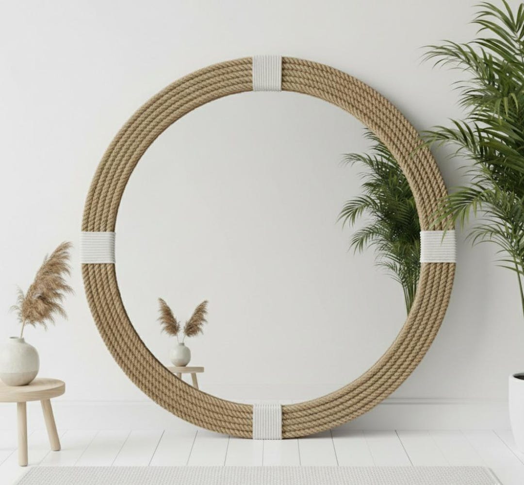 Nautical Rope Round Mirror – Coastal Jute Wall Decor (24 Inches) - Etsy