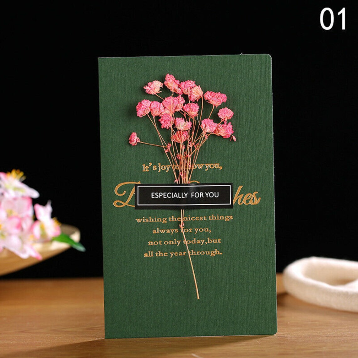 Dried Flowers Greeting Cards Christmas Birthday Wedding Party Etsy