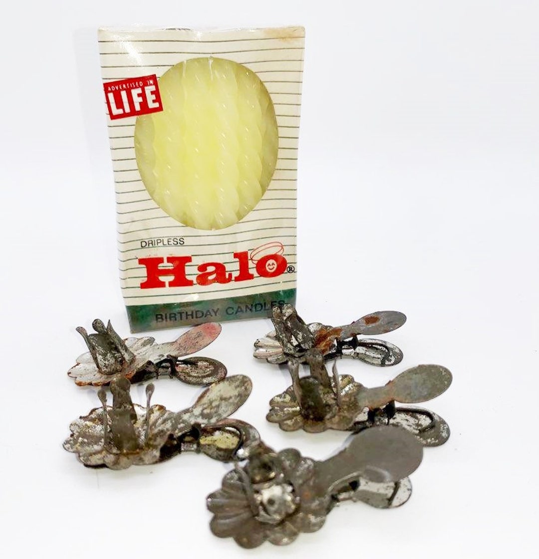 Antique Tin Christmas Tree Candle Clips With Vintage Halo Etsy