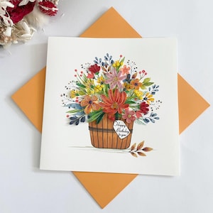 Geburtstagskarte | Happy Birthday | Quilling Karte | Glückwunschskarte | Blumenkarte