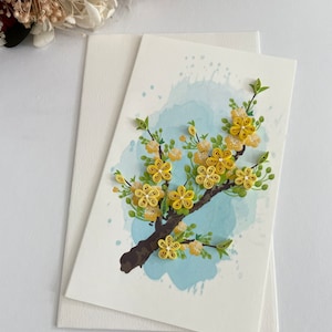 Ochna integerrima Blumen | Glückwunschkarte | Grußkarte | Quilling Karte |  Blumen | Geschenk