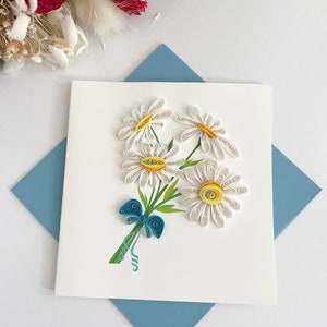 Margeriten Quilling-Karte, Blumenstrauß, Geburtstag, Grußkarte, Glückwunsch, Frühling, Blumen