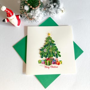 Weihnachtsbaum Quilling-Karte, Quilling-Weihnachtskarte, quilled X-mas card, Quilling Holiday card, Karte zu Weihnachten