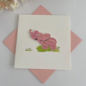 Elefant Quilling-Karte | Quilling Karte | Grußkarte | Geburtstag | Glückwunsch | Tiere| Kinder | Geschenk | Niedlich